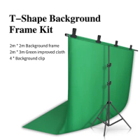 SH 2m*2m Photography Backdrop T-shaped Background Support Stand System Metal backgrounds with 2m*3m Backdrop for photo studio