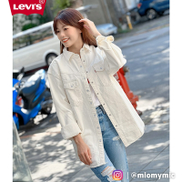 Levis 女款 XL版牛仔襯衫外套 / 簡約海沙白 / 質感珍珠釦