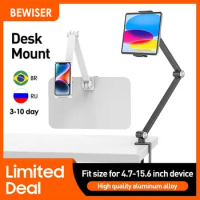 Bewiser Tablet Mount For Bed 4.7-15.6 inches Phone&amp;iPad Stand For Desk Clip Aluminum Alloy Xiaomi Mobile Phones Holder For Live