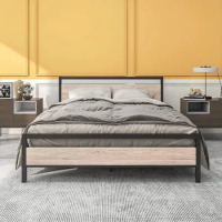Queen Size Bed Frame, Queen Bed Frames with Wood Headboard, Heavy Duty Platform Beds, No Box Spring Needed, Bed Frame