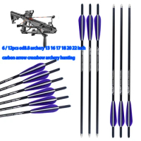 12pcs OD8.8mm Archery 13/16/17/18/20 Inch 4 Inch Blue Rubber Feathering Carbon Arrow Crossbow Archery Hunting Shooting Crossbow
