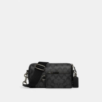 【COACH】蔻馳官方直營 AXEL經典Logo斜背包-炭黑色(CJ674)