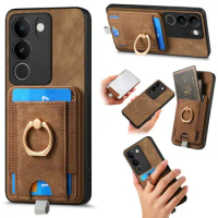 2 IN 1 Detachable Magnet Card Wallet Coque for Vivo V30 Lite 4G 2024 Leather Case Vivo V40 SE V30 Pro V29 V 30 Ring Back Cover