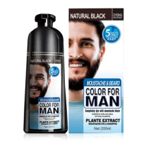 200ml Herbal Extract Fast Permanent Black Dye Grey Hair Shampoo Natural Black Beard Dye Shampoo For Men Hair Color Dye
