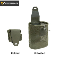 IDOGEAR Tactical Dump Pouch Foldable High Capacity Nylon Mesh MOLLE Belt Compatible Lightweight Durable Drawstring Flap 3595