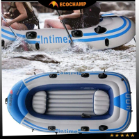 Intime Kayaking - 4 Person PVC Rubber Inflatable Boat Thickened Portable Kayak Fishing Boat Rescue E