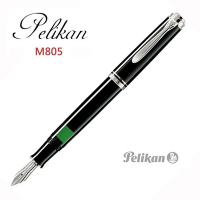 德國PELIKAN百利金 黑桿白夾18k鋼筆*Ｍ805