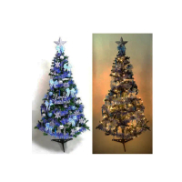 【摩達客】耶誕-5尺/5呎-150cm幸福一般型裝飾綠聖誕樹(含藍銀色系配件/含100燈LED燈1串/本島免運費)
