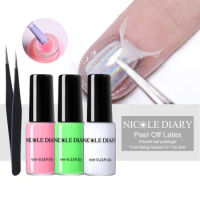 NICOLE DIARY Peel Off Liquid Tape Easy Clean Fast Finger Skin Liquid Nail Art Gel Latex Nail Care Tool With Tweezer Set