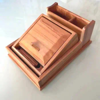 Wood Color Thick Cigarette Box Solid Wood Desktop Cigarette Box Storage Press To Eject The Cigarette Holder Capacity 20 Pieces