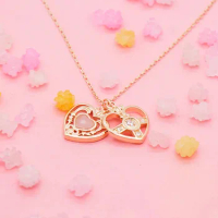 925 Sterling Silver Anime Sailor Moon Double Layer Cosmic Heart Compact Necklace Pendant Cosplay Jewelry For Couple Women Gifts