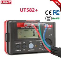 UNI-T Leakage Circuit Breaker Meter UT582+ Digital RCD (ELCB) Tester AUTO RAMP Resistance Tester with Mis-Operation Buzzer VOLTS