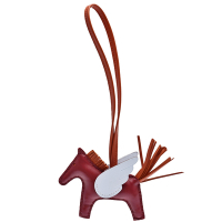 HERMES RODEO飛馬造型小羊皮鑰匙圈/吊飾(迷你-勃根地紅)