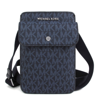 MICHAEL KORS Accessories 銀字防刮滿版MK雙層斜背手機包(深藍色)