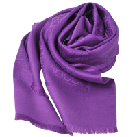 Salvatore Ferragamo 義大利製經典品牌圖騰絲混羊毛絲巾/圍巾(紫色系/32 3137)