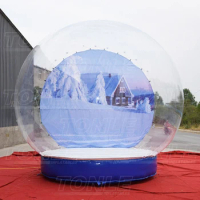 2-4m Giant Christmas inflatable snow globe human size clear globe inflatable snow globe for Christmas with air blower