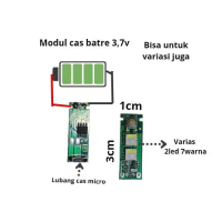 Modul Cas Batre 3,7V dengan Lampu Variasi 7 Warna Lubang Cas Micro untuk Variasi Juga Drone