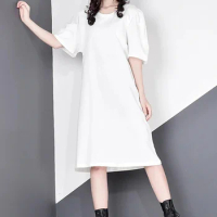 XITAO Plus Size Fashion Casual Dress Women Clothes 2024 Summer New Match All Personality Pullover Short Sleeve Dress Top ZLL5256