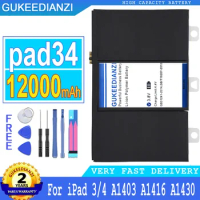 12000mAh GUKEEDIANZI Battery Pad34 for iPad 3 4 iPad3 iPad 4 A1458 A1403 A1416 A1430 A1433 A1459 A1460 A1389 with Free Tools