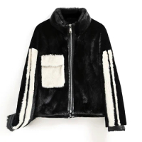 Winter European Goods New Mink Fur Stitching Lamb Fur Stand Collar Fur Coat Top Fur for Women
