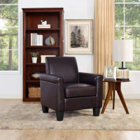 Accent Chair, Upholstered Living Room Arm Chairs Comfy Single Sofa Chair, Modern Faux Leather Accent Chair