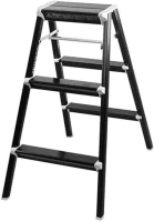 HOUZE HOUZE VIV 3-Tier Bi-Directional Foldable Aluminum Step Ladder (Black)