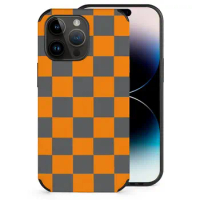 Tennessee Orange And Smokey Grey Checker Pattern Phone Case For Iphone 15 14 Pro Max 13 12 Mini 11 Xr 7 8 Plus Fiber Skin Case