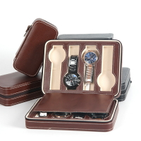 手錶盒/腕錶收藏盒/首飾收納盒 簡約8位拉鍊手錶首飾收納包 PU便攜式旅行手錶收納盒 名錶收納包【CM14600】