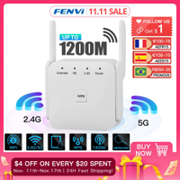 5Ghz AC1200 WiFi Repeater 1200Mbps Router WiFi Extender Amplifier 2.4G5GHz Wi-Fi Signal Booster Long Range Network Access Point