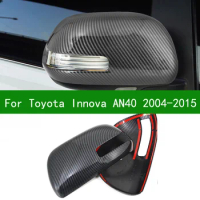 For Toyota Innova AN40 2004-2015 car Black carbon fibre Rearview mirror cover trim 2005 2006 2007 2008 2009 2011 2012 2013 2014