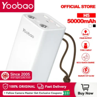 Yoobao H5 50000mAh Power Bank 185Wh Four Output 22.5W Fast Charging Powerbank Portable Battery Charger For iPhone Samsung Huawei