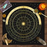 1pc Tarot card tablecloth, 12 zodiac astrology altar cloth, fortune astrology prophecy card mat, drop board game tablecloth
