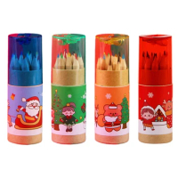 Christmas Colored Pencils 12 Bright Colors Portable Coloring Pencil for Boys Girls Kids Students Christmas Birthday Gift
