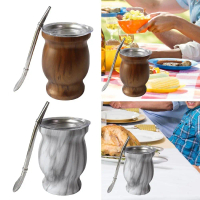 ชุดถ้วย Yerba Mate, ถ้วยชา Yerba มะระ 8 ออนซ์, เหมาะสำหรับบ้าน, หอพักและสำนักงาน