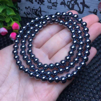 1 Pc Fengbaowu Terahertz THz Bracelet Round Bead 3 Loops Crystal Reiki Healing Stone Jewelry Gift For Women Men