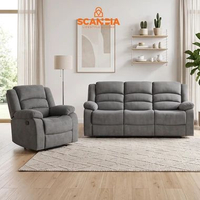 SCANDIA Zia Sofa Recliner Set 1+3 Grey - ruang tamu nyaman empuk modern minimalis elegan premium sty