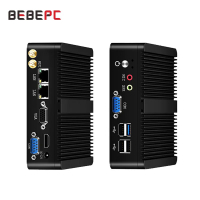 BEBEPC Fanless Mini PC In Celeron J1900 N2830 Dual LAN Windows 10 J2900 4 Core อุตสาหกรรมมินิเดสก์ท็อปคอมพิวเตอร์ COM WiFi HTPC