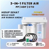 Paket Filter Air  3 Tahap + Cartridge Filter Sedimen PPF, UDF dan CTO