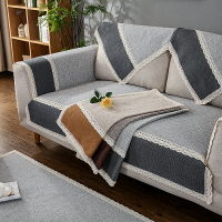 簡約現代中式棉麻四季通用防滑布藝實木全包萬能沙發墊套皮沙發罩