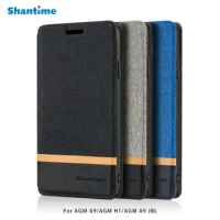 Canvas PU Leather Phone Bag Case For AGM A9 Flip Case For AGM H1/AGM A9 JBL Business Case Soft Silicone Back Cover