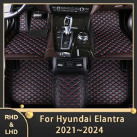 Car Floor Mats For Hyundai Elantra Avante i30 CN7 2021 2022 2023 2024 Custom Auto Foot Pads Leather Carpet Interior Accessories