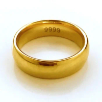 Pure Plated Real 18k Yellow Gold 999 24k Rings Men And Women Smooth Lover Antithes Simple Ring Long Lasting Never Fade Jewelry