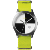 【NIXON】The Quad 混搭潮流時尚手錶-黑x白/亮綠(A344-1262)