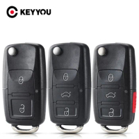 KEYYOU 2 Buttons Remote Flip Folding Car Key Shell For VW Volkswagen MK4 Bora Golf 4 5 6 Passat Polo Bora Touran Without Blade