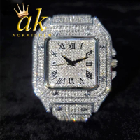 Aokaishen Ice Out Relogio Droshipping Luxury Full Diamond Quartz Watches for Men Classic Stylish Trend 2023 Waterproof Watch New