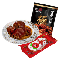 【潮港城】閏月添福壽 富貴豬腳麵線組（2〜3人份）不含禮盒(豬在瘋富貴豬腳450gx2包+手工麵線3束210g)