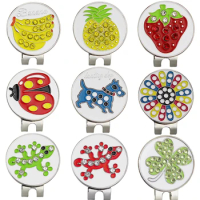 1pc Golf Markers Ball Mark Hat Clips Cute Cartoon Banana Strawberry Clover Gecko Ladybird Putting Green Position Plus Magnetic