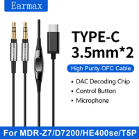 For HIFIMAN SONY MDR-Z1R Z7M2 D7100 D7200 T1 T5P HE560 HE400se HE6se Replaceable Earphones TYPEC to Double 3.5mm Upgrade Cable