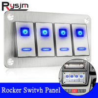 Marine Boat Rocker Switch Panel 4/3/2 Gang LED Rocker Switch Panel Set Circuit Breaker Protector Switch Accessories