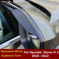 For Hyundai Starex H-1 H1 2018 2019 2020 2021 2022 Carbon Fiber Side View Mirror Visor Cover Stick Trim Shield Eyebrow Lamp Rain